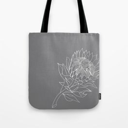 King Protea Outline - Grey and White Tote Bag
