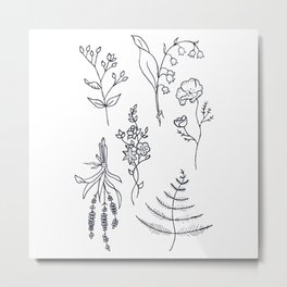 Lavender, Ferns, & Wildflowers Illustration Metal Print | Artist, Tattoo, Drawing, Graphite, Ferns, Botanical, Art, Micronpens, Wildflowers, Create 