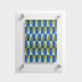 Triangles in Olive and Blue Floating Acrylic Print