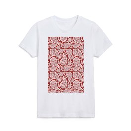 Paisley (White & Maroon Pattern) Kids T Shirt