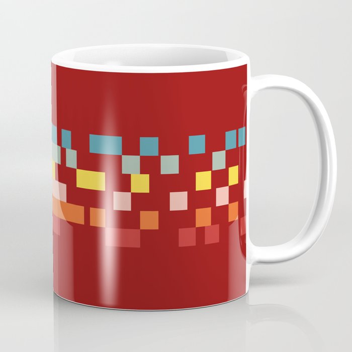 Classic Colorful Retro Rainbow Stripes Pixel Drops - Aikichi Coffee Mug
