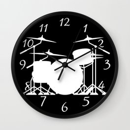Drum Set Wall Clock | Metal, Jazz, Drumming, Tomtom, Percussion, Rude, Music, Drawing, Rock, Cymbals 