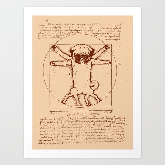 Vitruvian pug Art Print