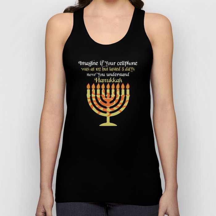 Imagine Your Cellphone Hanukkah Candle Menorah Tank Top