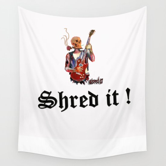 Shred it Skull guitar player Wall Tapestry