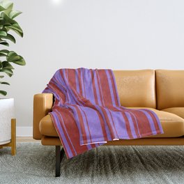 [ Thumbnail: Purple and Brown Colored Lines Pattern Throw Blanket ]