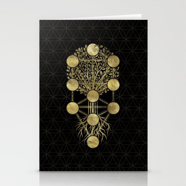 Kabbalah The Tree of Life Gold on Black N2 Stationery Cards
