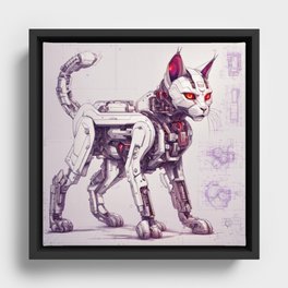 Technical Cyber Cat Framed Canvas