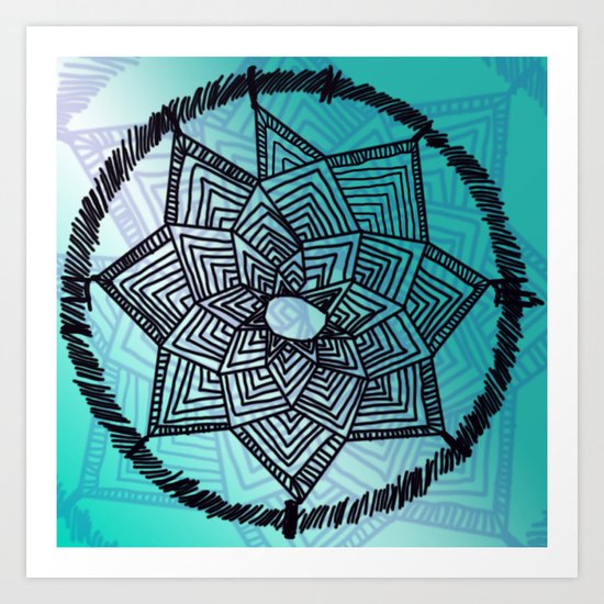 Turquoise Dream Catcher Art Print