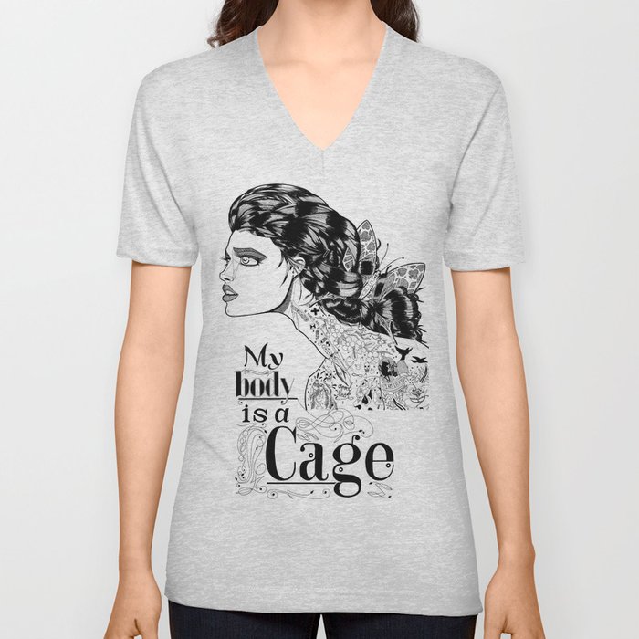 MY BODY IS A CAGE V Neck T Shirt