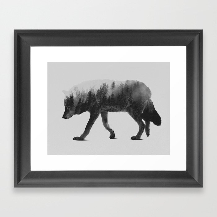 The Wolf (black & white version) Framed Art Print