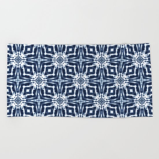 Watercolor Shibori Indigo Beach Towel