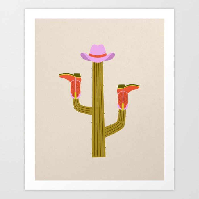 Cowgirl Cactus Art Print