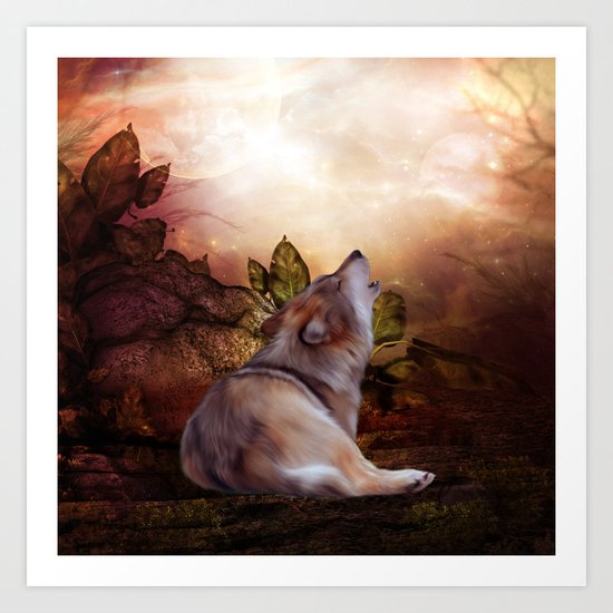 Awesome wolf Art Print