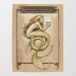 Coffee Mermaid Poster