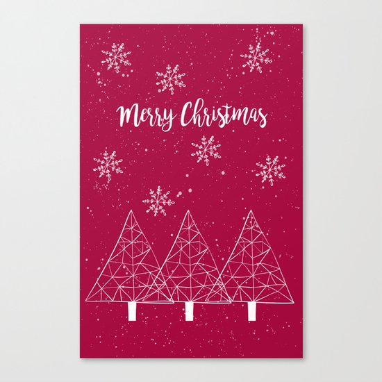 Merry Christmas Red And White Canvas Print
