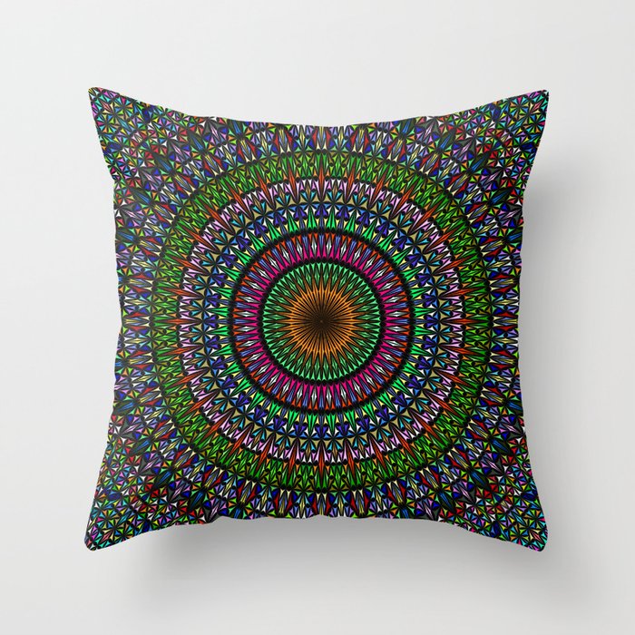 Hypnotic Church Window Mandala Throw Pillow
