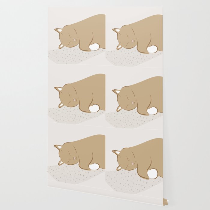 Happy Sleepy Kitty Illustration Wallpaper By Designbycheyney