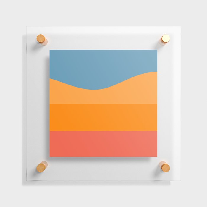 Minimalistic Wave Colorful Retro Art Pattern Design Floating Acrylic Print
