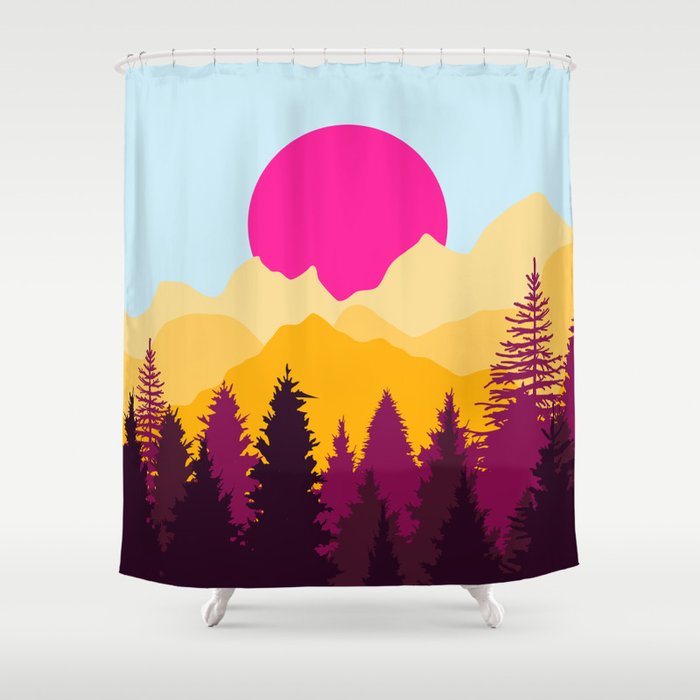 Pink sunset Shower Curtain