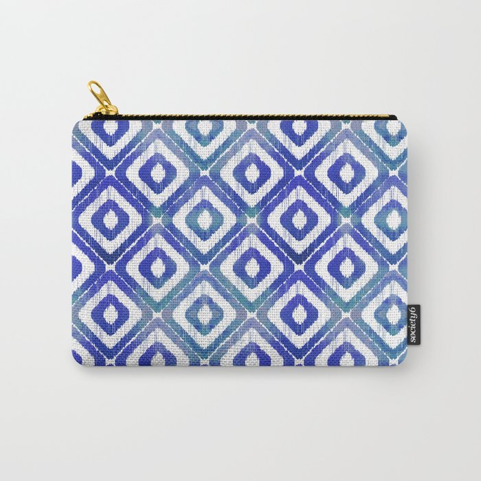 Sapphire Watercolour Ikat Pattern Carry-All Pouch