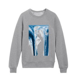 Glacial: A minimal abstract painting in blue and white Kids Crewneck