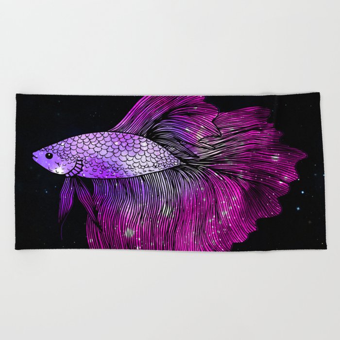 Pink Galaxy Betta Fish Beach Towel by julieerindesigns ...