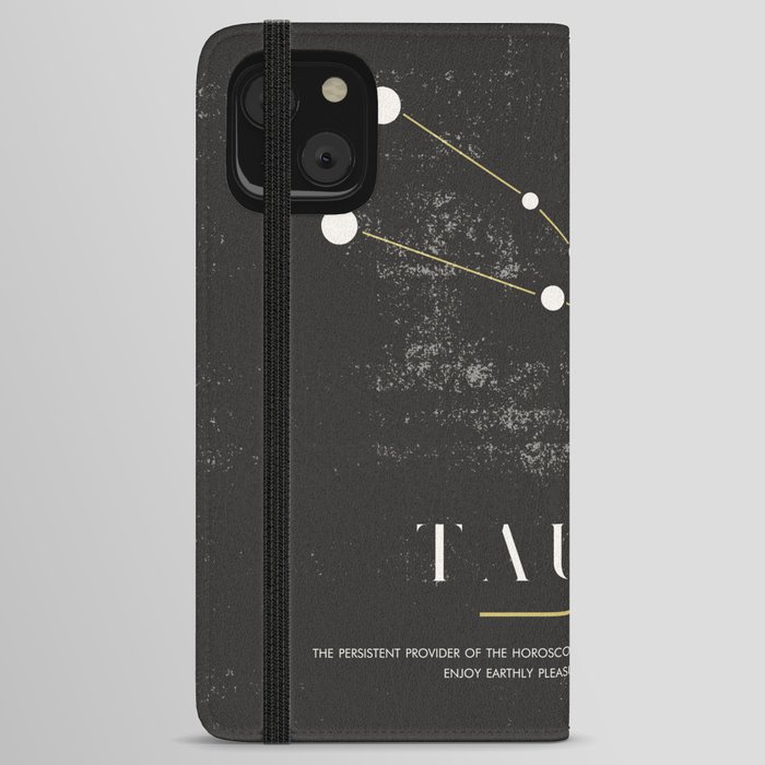 TAURUS - Zodiac Sign Constelation - Black and White Aesthetic iPhone Wallet Case