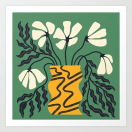 Droopy 80s Flower Vase (green) Art Print