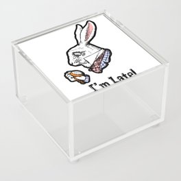I'm Late! The White Rabbit from Alice in Wonderland black & white version Acrylic Box