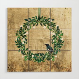 Wreath #White Flowers & Bird #Royal collection Wood Wall Art