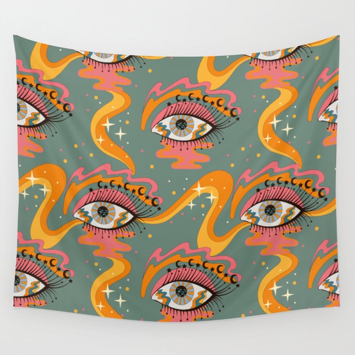 Cosmic Eye Retro 70s, 60s inspired psychedelic Wall Tapestry