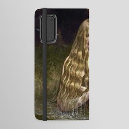 The girl with the blond hair; Ondine water nymph, mermaid, water spirit, the elemental of water portrait still life painting by Jacques-Laurent Agasse Android Wallet Case