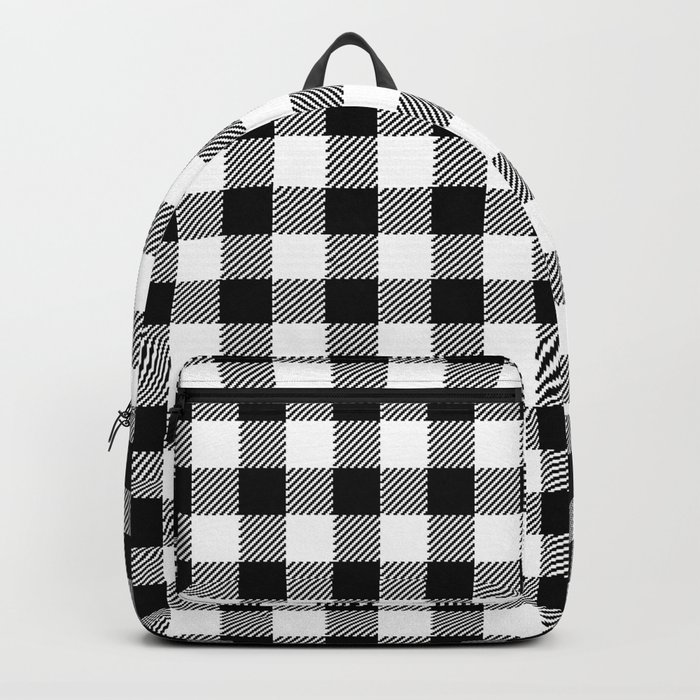 black and white check backpack