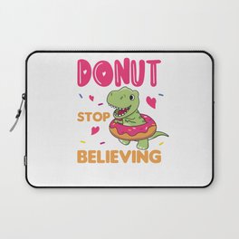 Cute Dino T-Rex Funny Animals In Donut Pun Laptop Sleeve