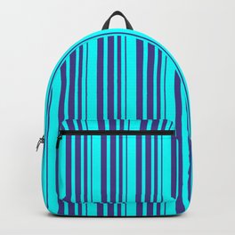 [ Thumbnail: Aqua & Dark Slate Blue Colored Striped Pattern Backpack ]