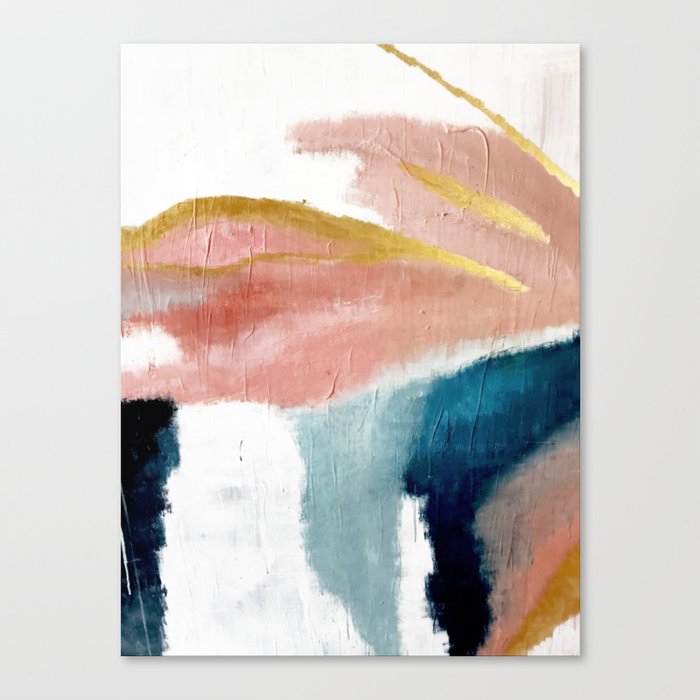 Exhale: a pretty, minimal, acrylic piece in pinks, blues, and gold Canvas Prints