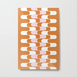 Mid-Century Modern Waves - Orange and Blush Pink Metal Print