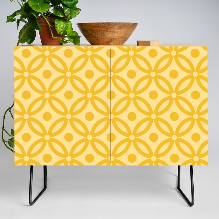 Pretty Intertwined Ring and Dot Pattern 635 Yellow Credenza