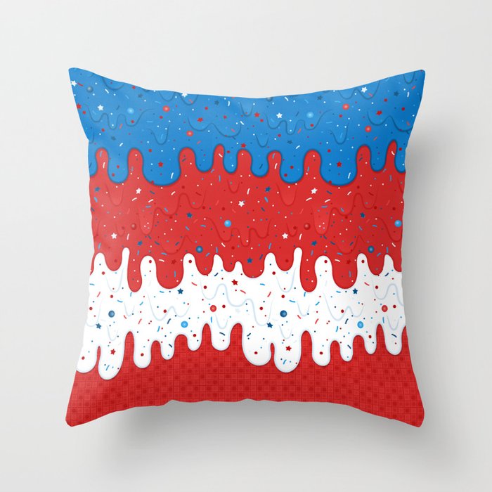 Melting Ice Cream Cone - 4th of July Throw Pillow