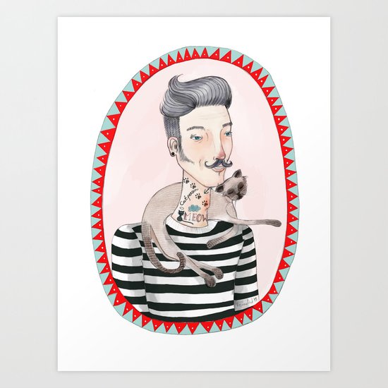 He is a cat person! Art Print