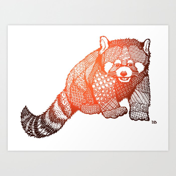 Zentangle Red Panda Art Print By Dan Bingham Society6