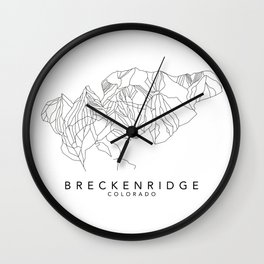 BRECKENRIDGE // Colorado Trail Map Black and White Lines Minimalist Ski & Snowboard Illustration Wall Clock