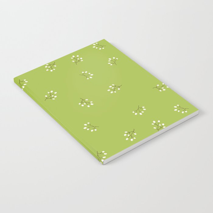 Rowan Branches Seamless Pattern on Light Green Background Notebook