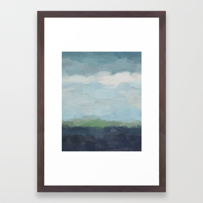 Navy Teal Aqua Sky Blue Green Abstract Wall Art Painting Art