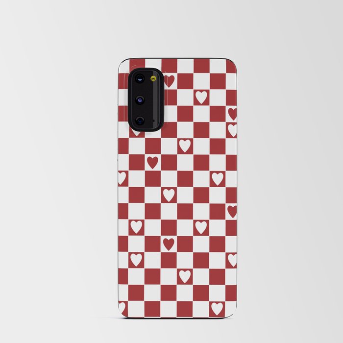 Checkered hearts red and white Android Card Case