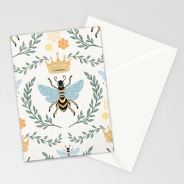 Queen Bee with Gold Crown and Laurel Frame Stationery Card