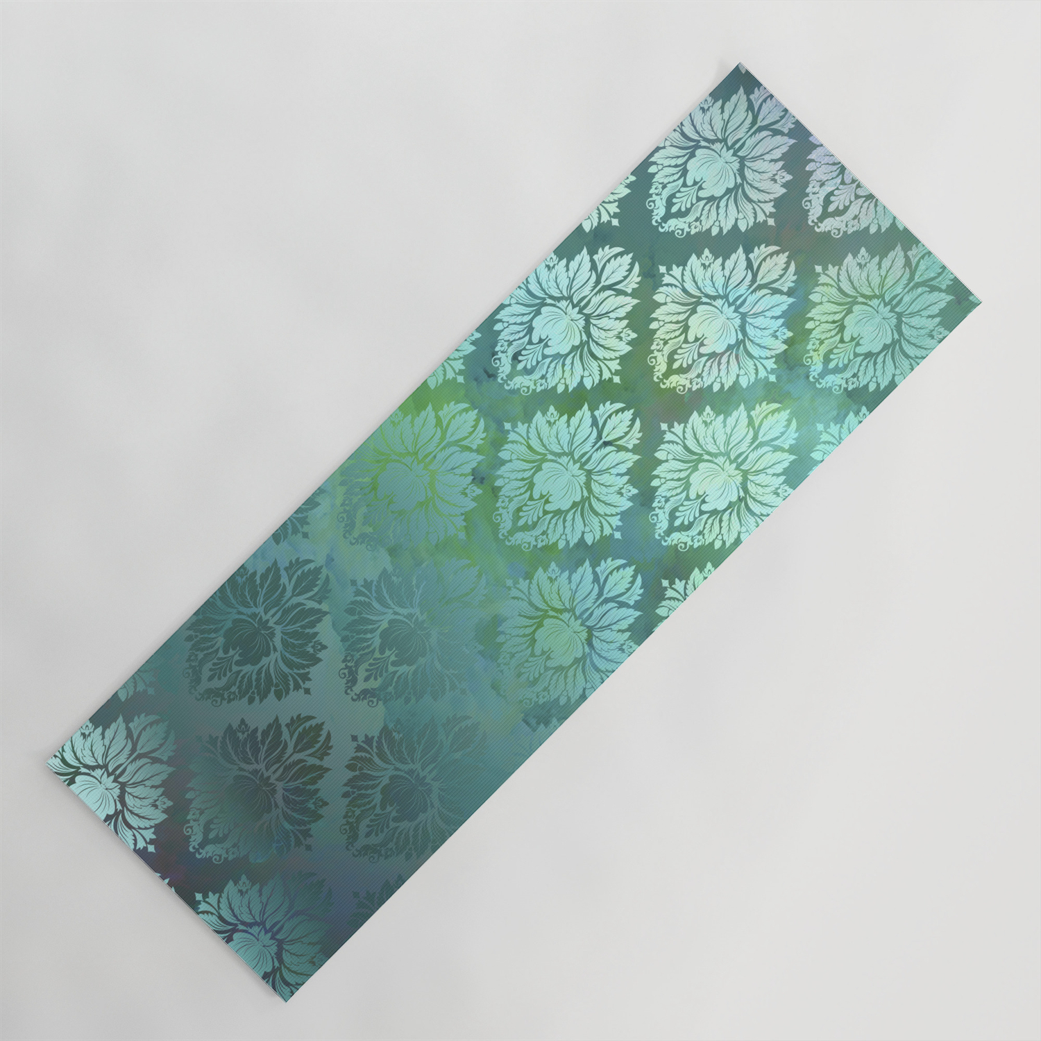 Turquoise Ocean Damask Pattern Yoga Mat By Marcanton Society6