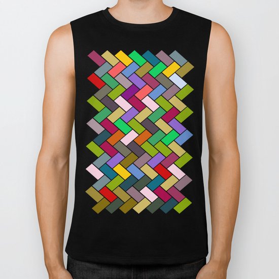 Colourful Tiled Mosaic Pattern Biker Tank