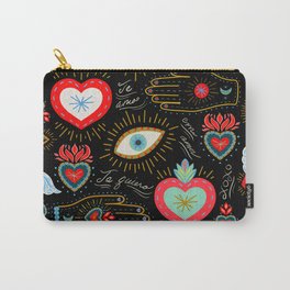 Milagro Love Hearts - Black Carry-All Pouch